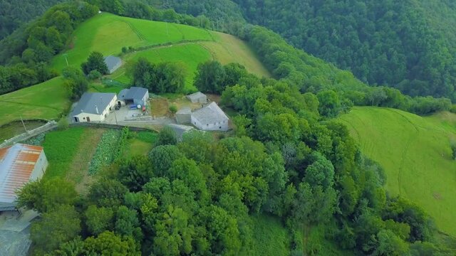 aerial images of a mountain town of medieval origin in the caurel mountains, lugo.camino de santiago