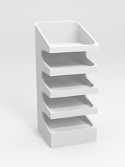 POS Shelf Displays. Advertising Floor Stand Mock-up. 3D render