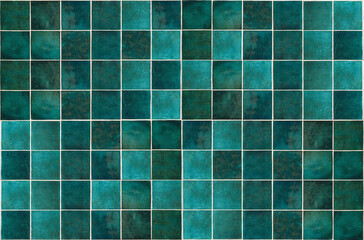 Green ceramic tile background. Old vintage ceramic tiles in green to decorate the kitchen or...