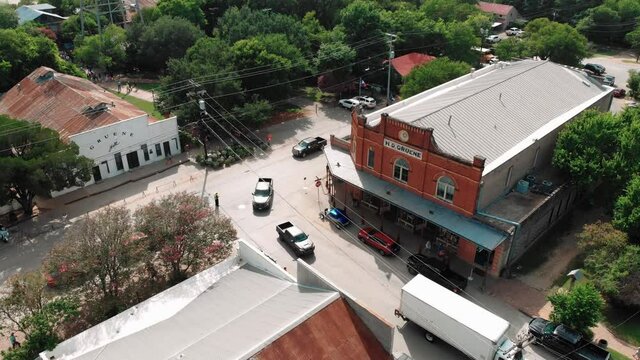 Western Town of Gruene, Texas on a Summer Day with Traffic