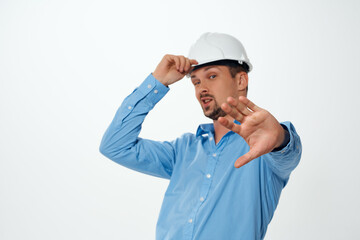 worker male engineer construction white helmet