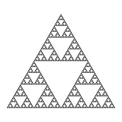Detailed Sierpinski triangle construction. Mathematical geometric endless fractal triangle. Pyramid with an infinite pattern isolated on white