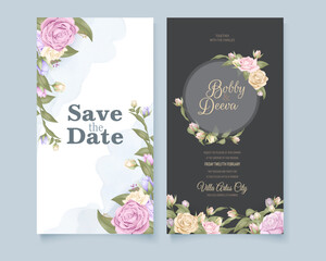 wedding invitation card with beautiful roses