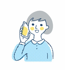 スマートフォンで電話をかけている女性