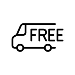 Shipping free delivery van icon symbol, Flat line design for apps and websites, Isolated on white background, Vector illustration
