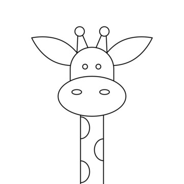 Giraffe flat line vector icon isolated on white background. Simple illustration of cute giraffe, cartoon character