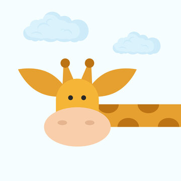 Illustration of a cartoon giraffe. Cute vector character, animal collection