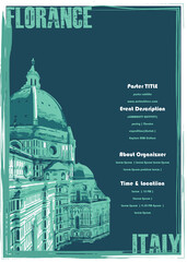 Vector illustration of Florence Cathedral for Poster template