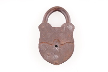 old barn lock on a white background