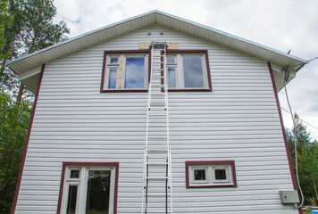 construction of a frame house. summer