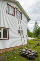 construction of a frame house. summer