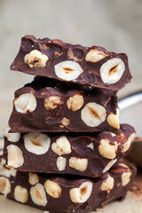 bitter chocolate with hazelnuts, homemade