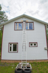 construction of a frame house. summer