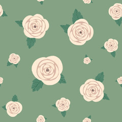 Seamless pattern with white spring roses