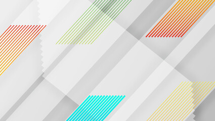 Abstract white paper-cut stripes with colorful lines for future business concepts