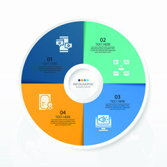 Basic circle infographic template with 4 steps, process or options, process chart.