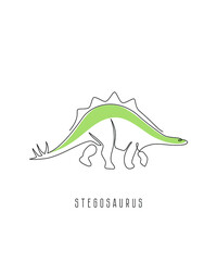Dinosaur posters. Stegosaurus. Vector illustration. Art line. Abstract illustration on a white background.
