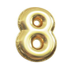 Pink metallic balloon font 3d rendering, number 8