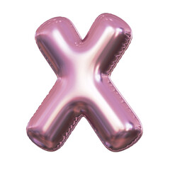 Pink metallic balloon font 3d rendering, letter X