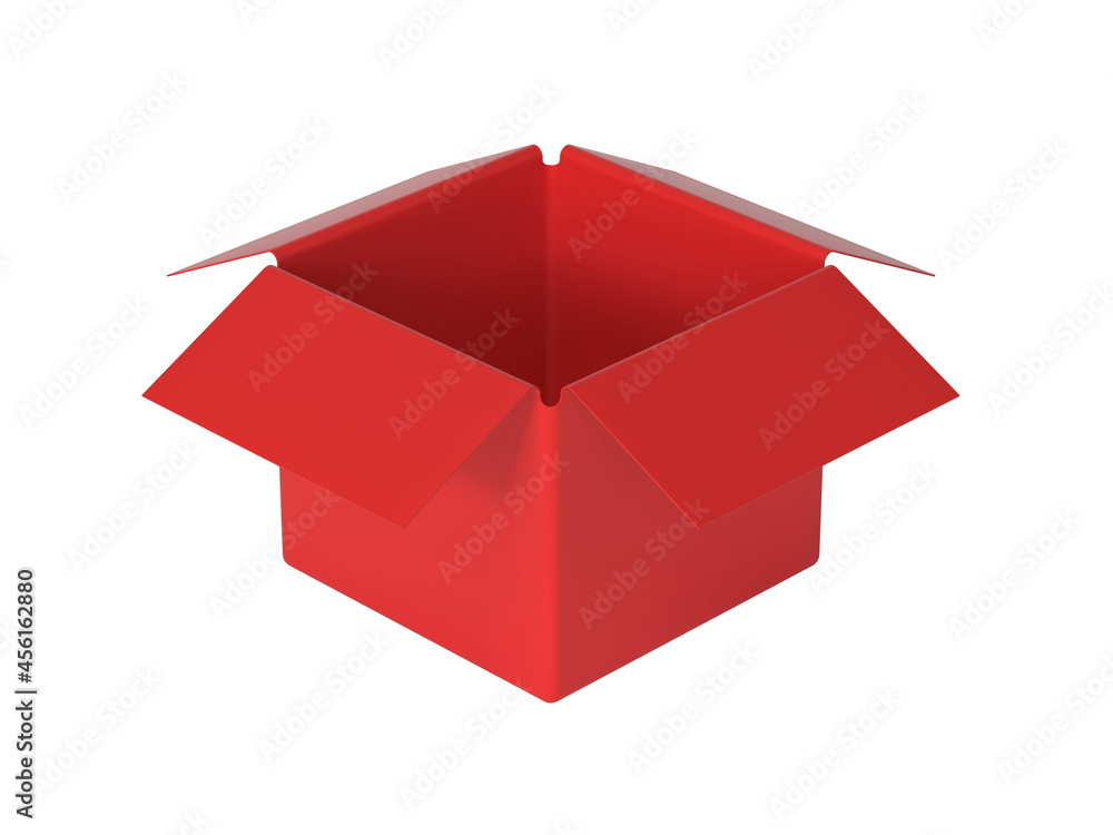 Poster red empty box isolated on white background 3d rendering