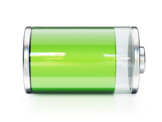 Battery icons fully charged on white background 3d rendering