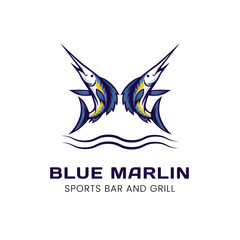 blue marlin sport logo design