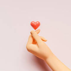3d hand with Korean heart