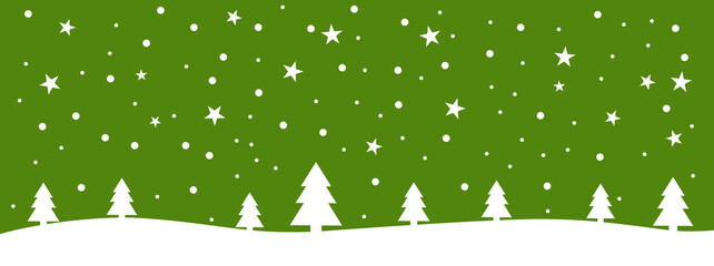 Weihnachtshintergrund: Winterlandschaft grün weiß