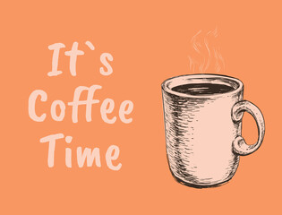 Coffe Cup Color. Hand Drawn Sketch Coffee Cup Vector Illustration Hand Drawn Sketch Coffee Cup Vector Illustration. Good morning