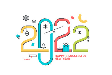 Happy New Year 2022 greeting card. Vector illustration concept for background, greeting card, party invitation card, website banner, social media banner, marketing material.