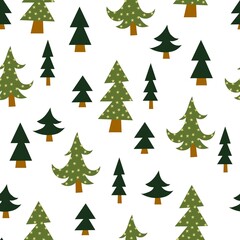 holiday seamless pattern with christmas tree. Colorful vector, flat style. hand drawing. design for fabric, print, wrapper