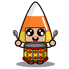 halloween candy mascot costume illustration cute cartoon character playing drums