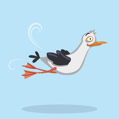 Сute seagull flying character illustration