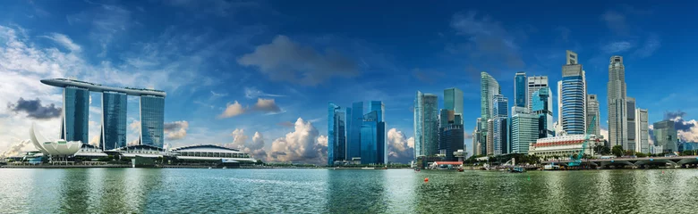 Foto op Plexiglas Panoramic photo of Marina Bay of Singapore © Fyle