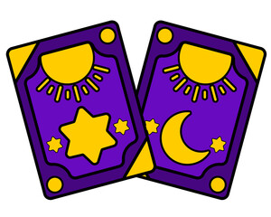 vector illustration of star and crescent tarot card paper. Design elements for Halloween