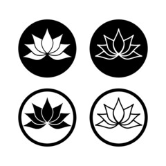 Lotus, Lily Flower Icon. Spa icons button isolated on white background