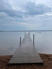 Obraz premium Pier on the lake in, skåne, Mycklaflon, sweden, 