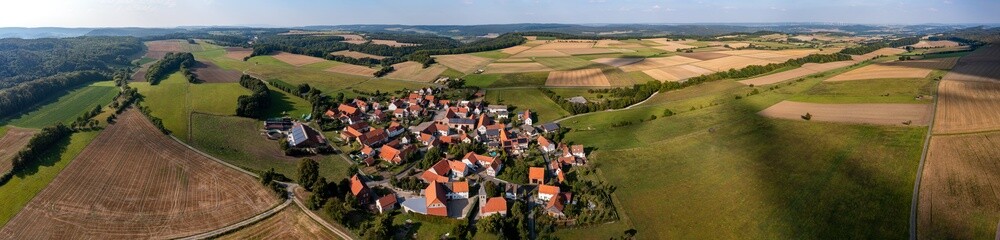 Fototapeta na wymiar The village of Archfeld from above in Hesse 