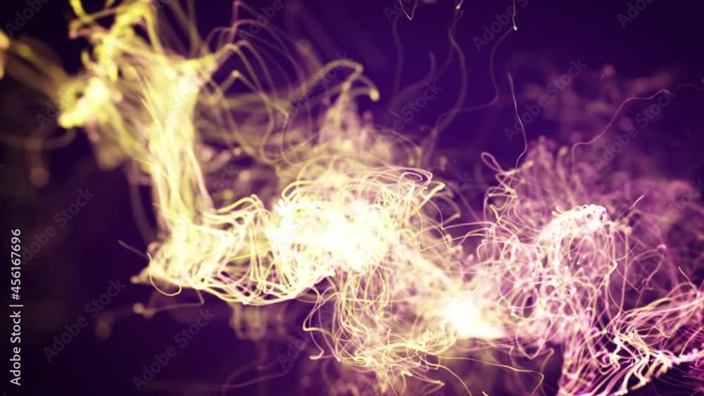 Poster abstract fluid particles graphic intro background/ 4k animation of an abstract fluid particles backg