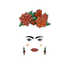 Frida, portrait of modern Mexican woman for your design