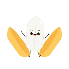 Rice character design. rice vector on white background. rice seed.