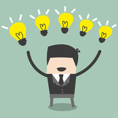 illustration vector graphic of find ideas doodle character lamp, good for flyer or poster design