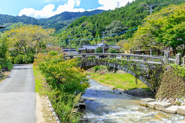 夏の秋月目鏡橋　福岡県朝倉市　AkizukiMegane bridge in summer Fukuoka-ken Asakura city