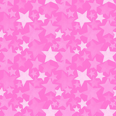 Pink star seamless pattern. Christmas and New Year background.