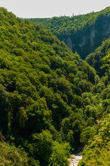 OKATSE, GEORGIA: Okatse Canyon Natural Monument, an Okatse river erosion canyon located in Imereti region of Georgia.
