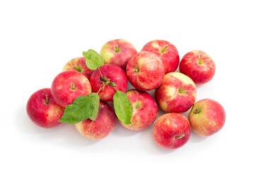 a pile of apples on a white background