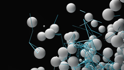 Abstract 3D illustration. Neural networks and artifical intelligence. Modern abstract technology background