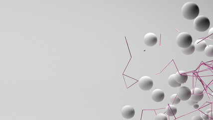 Abstract 3D illustration. Neural networks and artifical intelligence. Modern abstract technology background