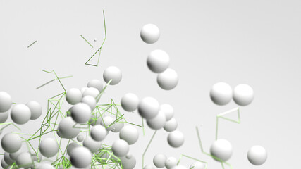 Abstract 3D illustration. Neural networks and artifical intelligence. Modern abstract technology background
