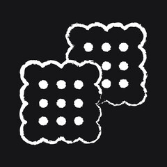 Waffle line Icon design, white chalk. Draw a picture on the blackboard.